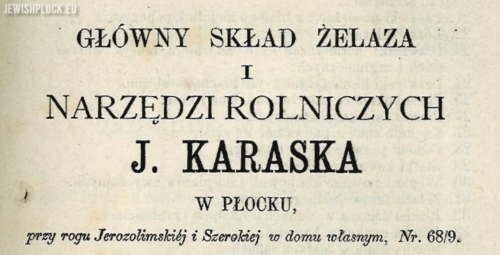 An advertisement of the company of Icek Karasek on the corner of Szeroka (now Józefa Kwiatka) and Jerozolimska streets.